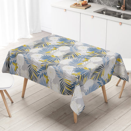 Wachstuch Tischdecke grau blau gold Dschungel