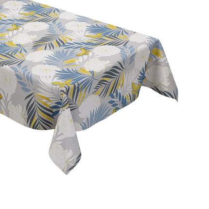 Wachstuch Tischdecke grau blau gold Dschungel