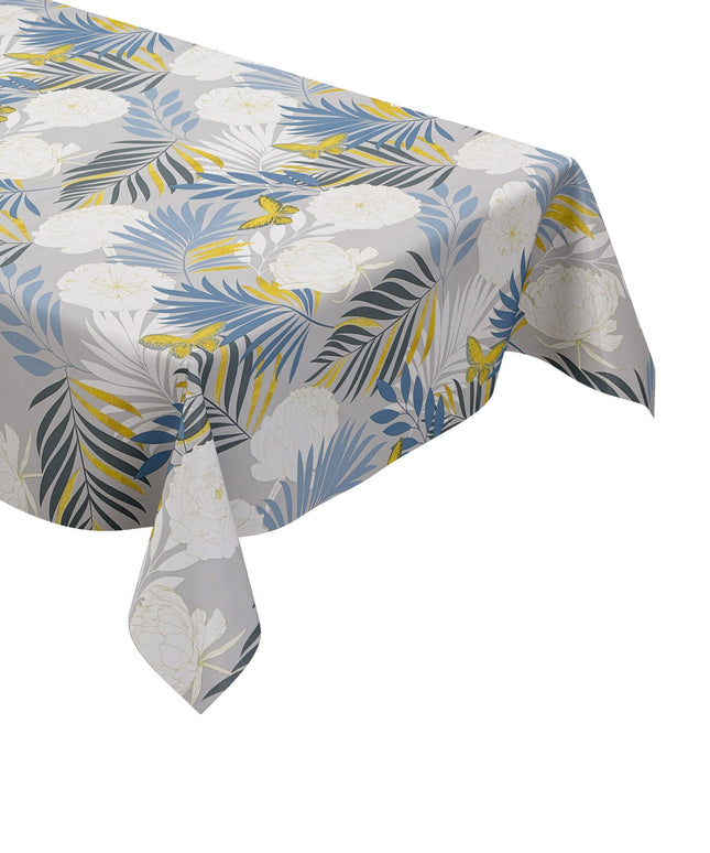 Wachstuch Tischdecke grau blau gold Dschungel