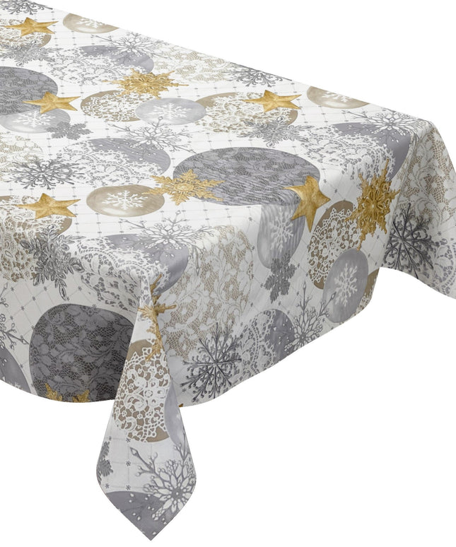 Wachstuch Tischdecke Weihnachtskugel gold silber eckig rund oval www.kevkus.de KEVKUS