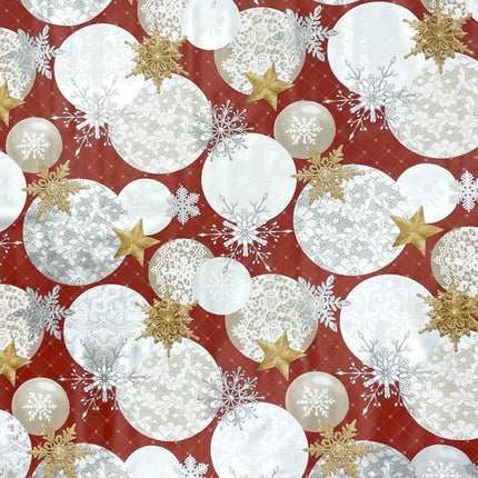 KEVKUS Wachstuch Tischdecke Weihnachten B7000-03 goldene Sterne rot Kugeln eckig rund oval