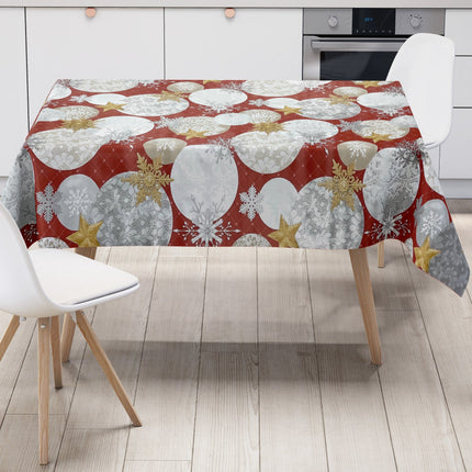KEVKUS Wachstuch Tischdecke Weihnachten B7000-03 goldene Sterne rot Kugeln eckig rund oval