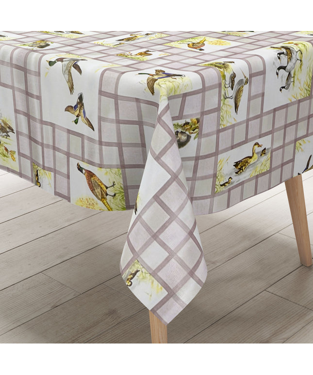 Wachstuch Tischdecke B8971-02 Gänse Fasan Reh Enten grau eckig rund oval