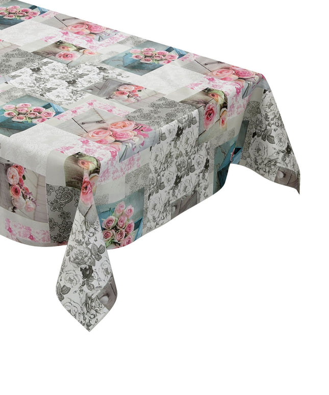 abwaschbare Wachstuch Tischdecke Patchwork Rosen Strick PVC eckig rund oval kaufen