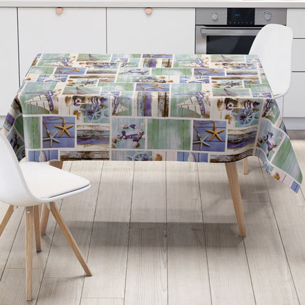 Wachstuch Tischdecke B9071-01 maritim Seestern Holz eckig rund oval