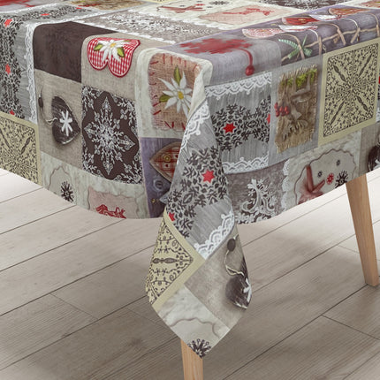 KEVKUS Wachstuch Tischdecke Weihnachten B9075-01 Alm Strick Patchwork eckig rund oval