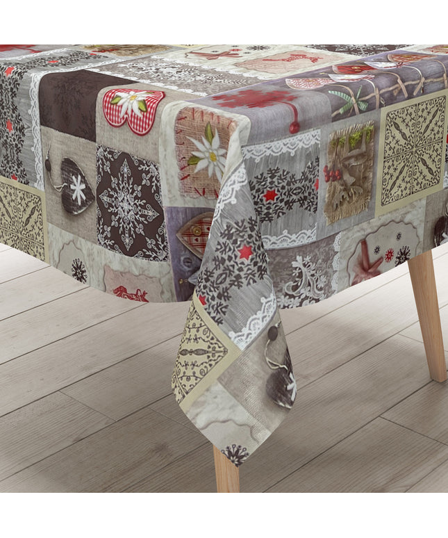 KEVKUS Wachstuch Tischdecke Weihnachten B9075-01 Alm Strick Patchwork eckig rund oval
