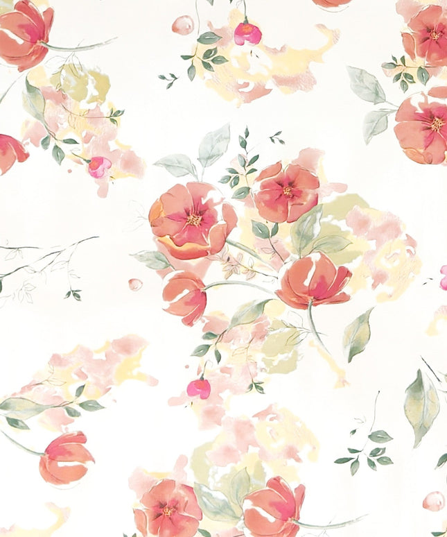 Wachstuch Tischdecke mit pastellfarbenen Mohnblumen