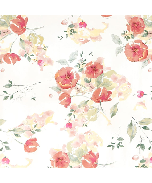 Wachstuch Tischdecke mit pastellfarbenen Mohnblumen
