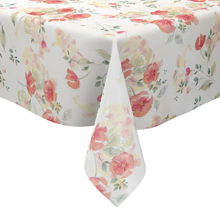 Wachstuch Tischdecke mit pastellfarbenen Mohnblumen