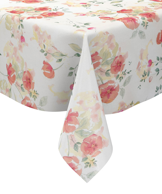 Wachstuch Tischdecke mit pastellfarbenen Mohnblumen