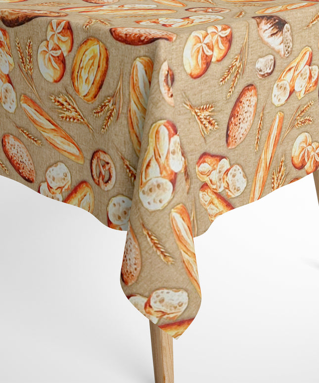 textile Tischdecke Brötchen Brot Körner