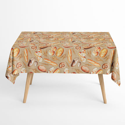 textile Tischdecke Brötchen Brot Körner