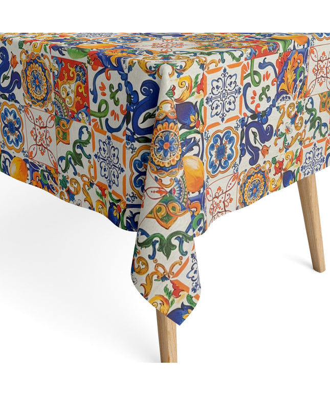 beschichtete Baumwoll Tischdecke Mosaik Zitronen