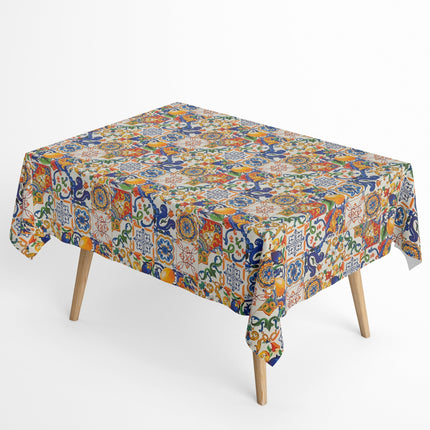 beschichtete Baumwoll Tischdecke Mosaik Zitronen
