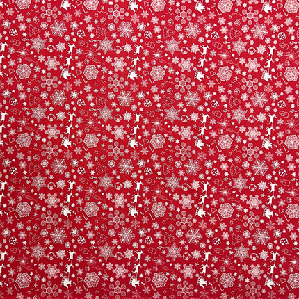 Baumwolltischdecke Weihnachten Advent BERINN C-402 rot Schneeflocken eckig rund oval
