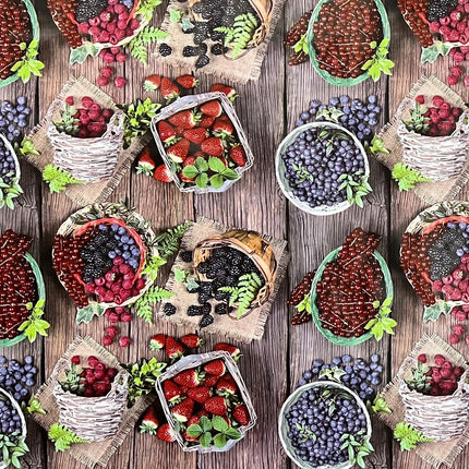 Wachstuchrolle Meterware Rollenware BF10 Früchte Beeren auf Holz