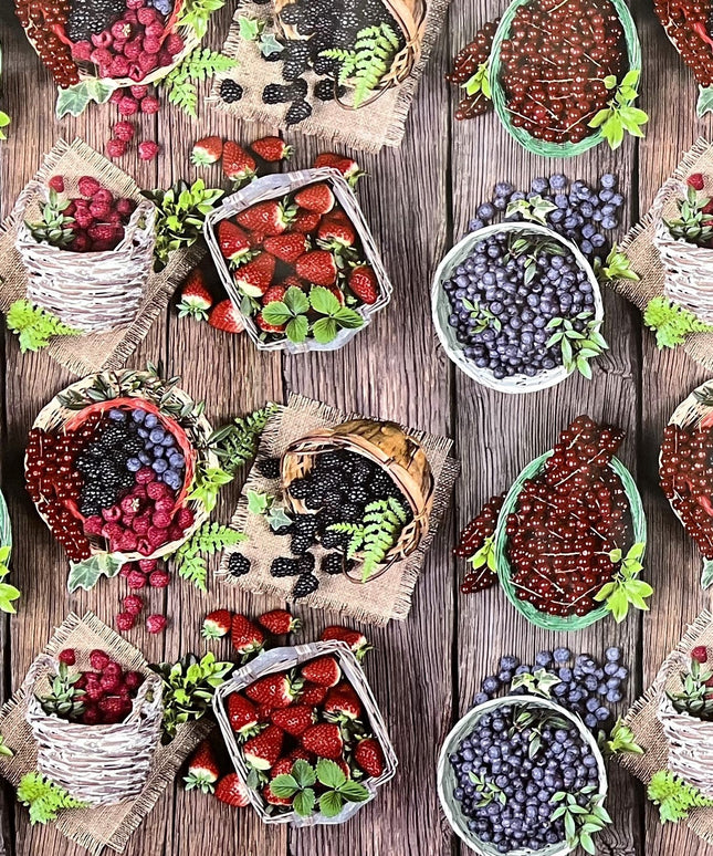 Wachstuchrolle Meterware Rollenware BF10 Früchte Beeren auf Holz