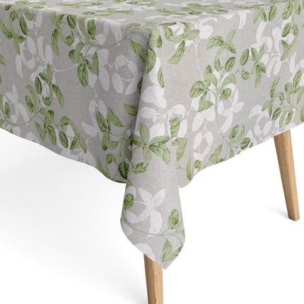 Jacquard Tischdecke aus beschichteter Baumwolle mit Fleckenschutz BLANCHE Basilikum eckig rund oval