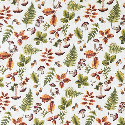 Tischdecke beschichtete Baumwolle Herbst Laub Pilze