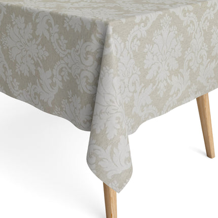 Jacquard Tischdecke aus beschichteter Baumwolle mit Fleckenschutz BURY LINO beige Ornamente eckig rund oval