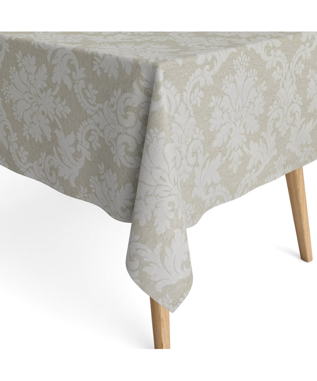 Jacquard Tischdecke aus beschichteter Baumwolle mit Fleckenschutz BURY LINO beige Ornamente eckig rund oval