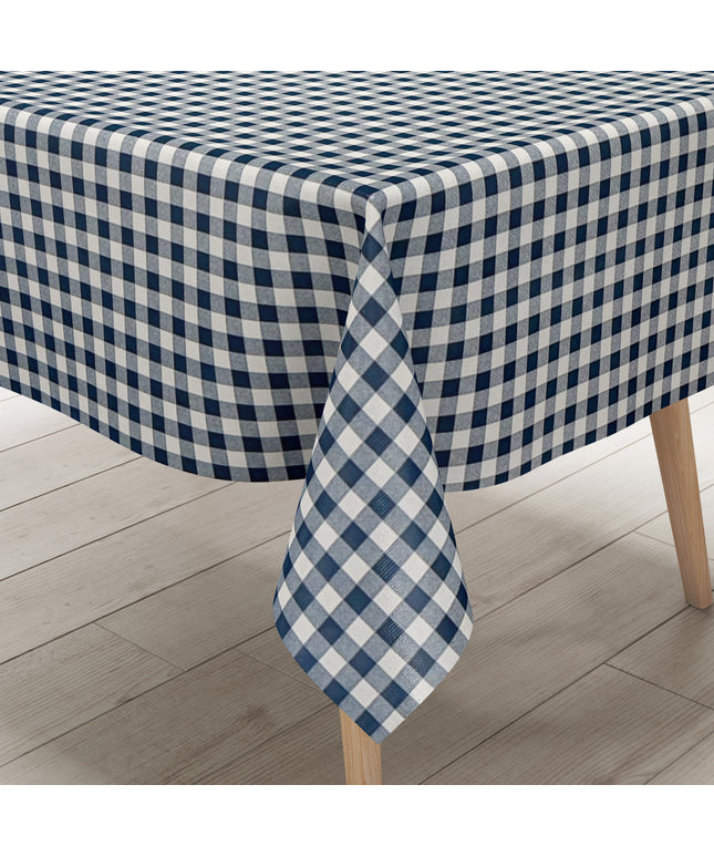 Wachstuch Tischdecke kariert Vichy dunkelblau