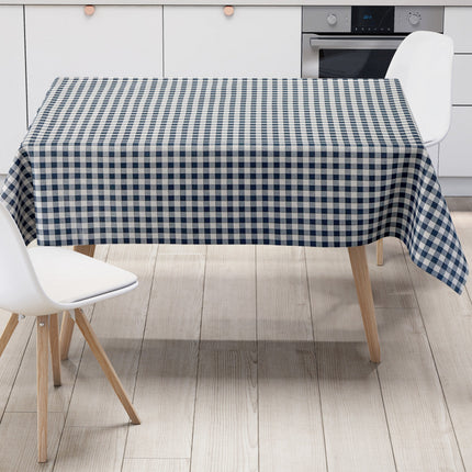 Wachstuch Tischdecke kariert Vichy dunkelblau