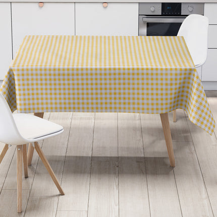 Wachstuch Tischdecke C141014 gelb kariert klein Vichy eckig rund oval