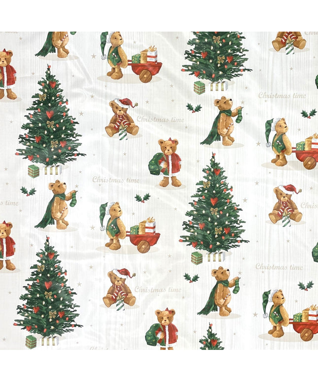 Wachstuch Rolle Weihnachten C141531 Teddybär Tannenbaum Rollenware