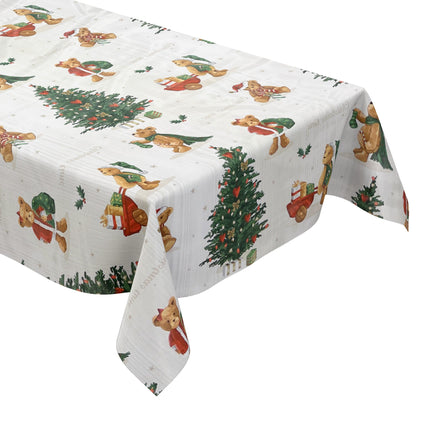 Wachstuch Tischdecke kaufen Teddy Weihnachtsbaum eckig rund oval kevkus