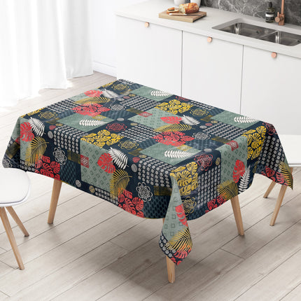 Wachstuch Tischdecke Palmen petrol gold