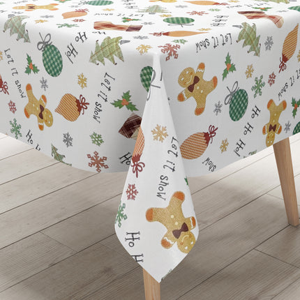 Wachstuch Tischdecke C141951 Weihnachten HoHoHo Lebkuchenmann - Größe, Form und Einfassung frei wählbar