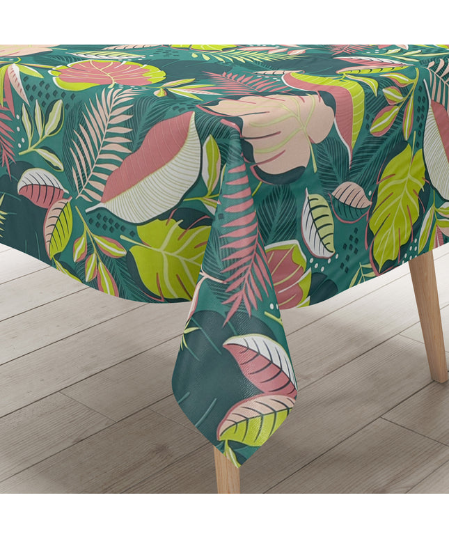 Wachstuch Tischdecke C142101 grün Monstera Dschungel Blätter Sommer eckig rund oval