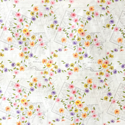 Wachstuch Tischdecke Blumen auf Holz