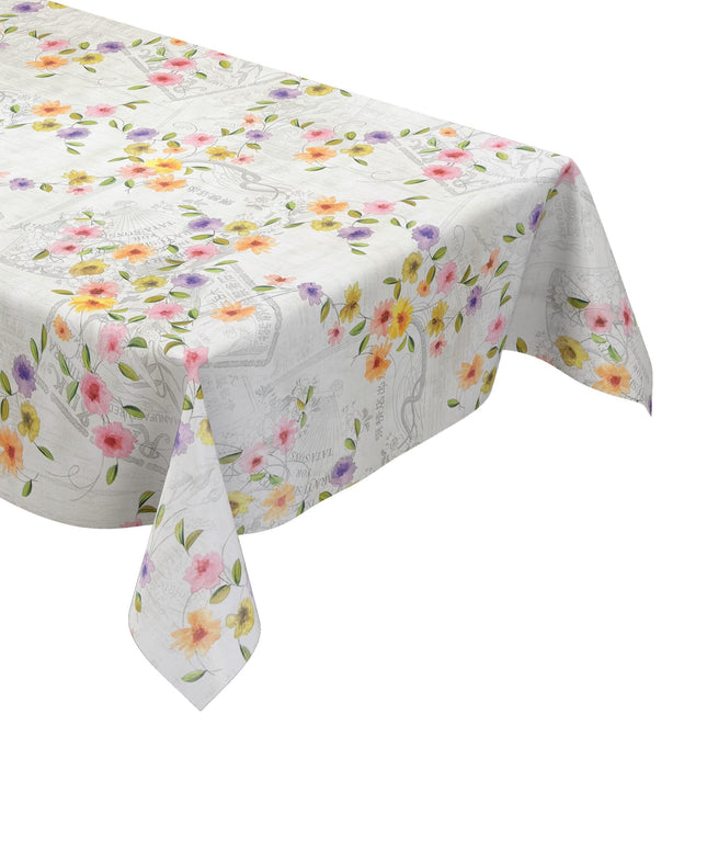 Wachstuch Tischdecke Blumen auf Holz
