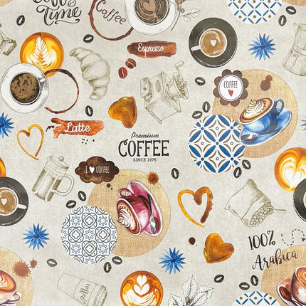 Wachstuch Tischdecke Kaffeemotiv