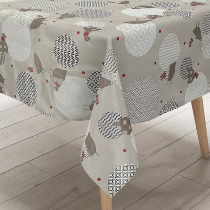 Wachstuch Tischdecke Hühner taupe