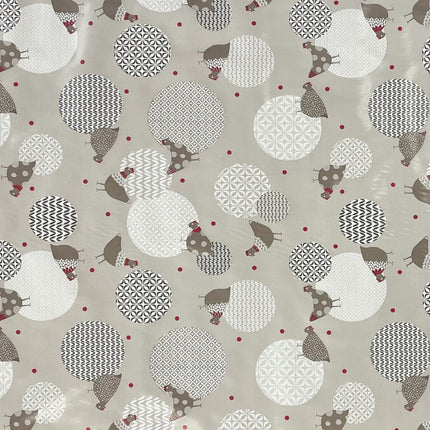 Wachstuch Tischdecke Hühner taupe
