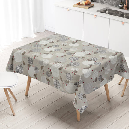 Wachstuch Tischdecke Hühner taupe