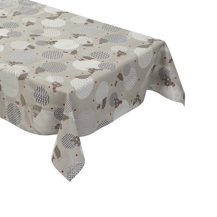 Wachstuch Tischdecke Hühner taupe