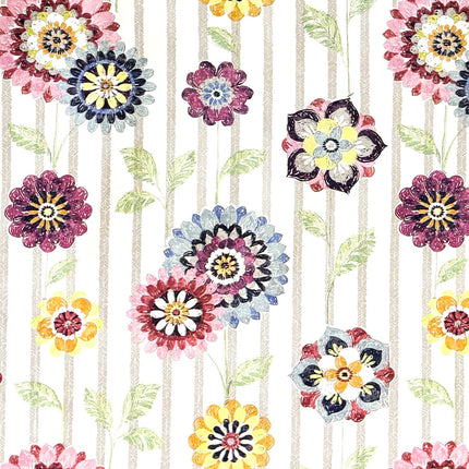 Wachstuch Tischdecke Blumen Blüten Streifen