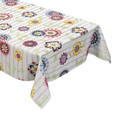 Wachstuch Tischdecke Blumen Blüten Streifen