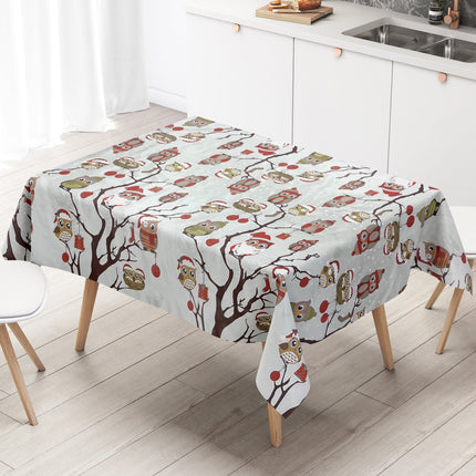 KEVKUS Wachstuch Tischdecke Weihnachten C144340 Eule auf grau X-Mas eckig rund oval