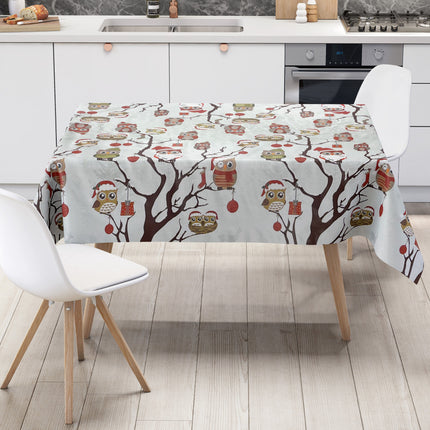 KEVKUS Wachstuch Tischdecke Weihnachten C144340 Eule auf grau X-Mas eckig rund oval
