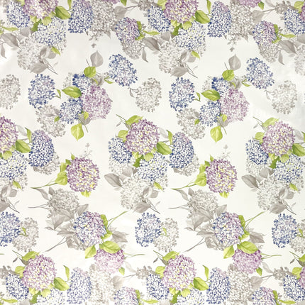 Wachstuch Tischdecke C144711 floral Hortensien Blüten auf weiss abwaschbar eckig rund oval