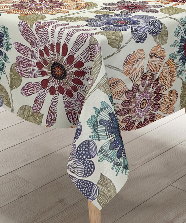 Wachstuch Tischdecke bunte Blumen