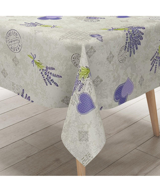 Wachstuch Tischdecke Lavendel Herzen