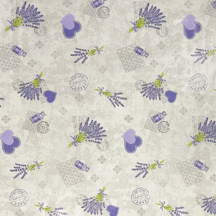 Wachstuch Tischdecke Lavendel Herzen