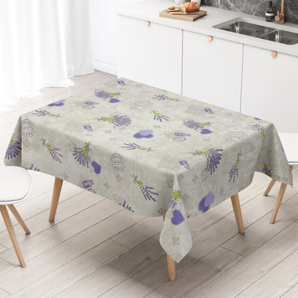 Wachstuch Tischdecke Lavendel Herzen